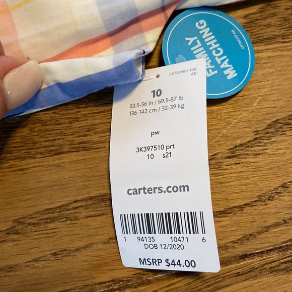 NWT ~ CARTER’S Little Girl’s Plaid Sateen Summer Party Dress ~ Size 6/6X - Picture 6 of 8